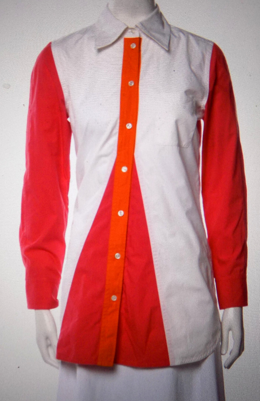 2015 Louis Vuitton BOLD White Pink Orange Shirt Collared Button Up 100% Cotton S